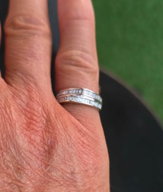 Anillo Oro Blanco con Diamantes Auténticos