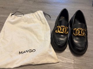 Mocasines Mango Mujer Negro Dorado 37