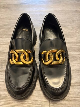 Mocasines Mango Mujer Negro Dorado 37