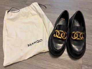 Mocasines Mango Mujer Negro Dorado 37