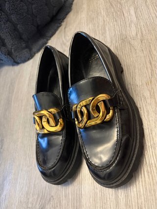 Mocasines Mango Mujer Negro Dorado 37