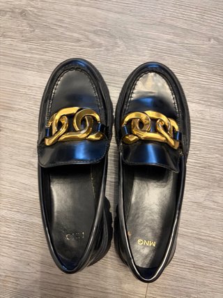 Mocasines Mango Mujer Negro Dorado 37