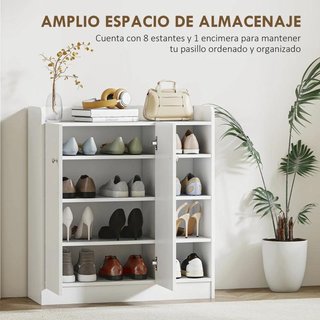 Zapatero 2 Puertas 12 Pares Blanco con Tara