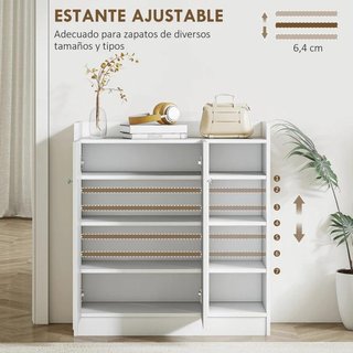 Zapatero 2 Puertas 12 Pares Blanco con Tara