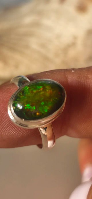 Anillo plata de ley y opalo negro australiano