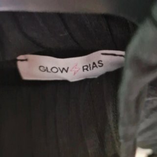 Jersey negro manga abullonada tul plumeti Glowrias