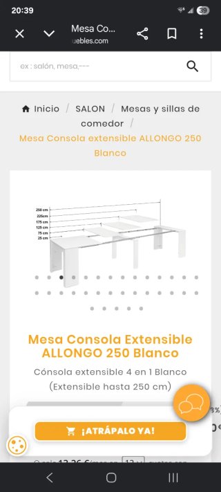 Mesa consola extensible madera blanca
