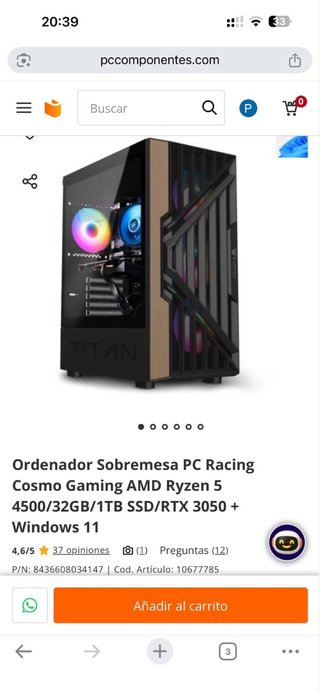 Ordenador sobremesa negro