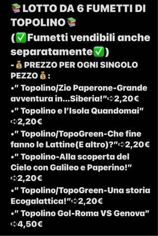 LOTTO DA 6 FUMETTI DI TOPOLINO