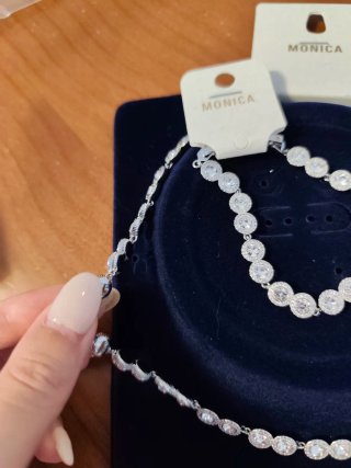Conjunto plateado Monica circonitas cúbicas