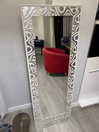 Espejo Marco Decorativo Plata y Blanco