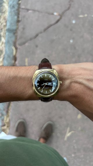 Reloj Timex Automático Dorado Correa Marrón