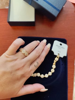 Conjunto Anillo y Pulsera Angelic Dorado