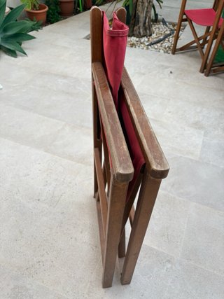 6 Sillas Plegables Mahou Madera y Tela Rojas