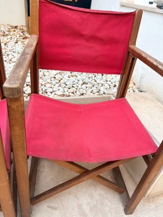 6 Sillas Plegables Mahou Madera y Tela Rojas