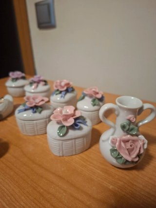 Lote 12 Mini Joyeros Porcelana Flores