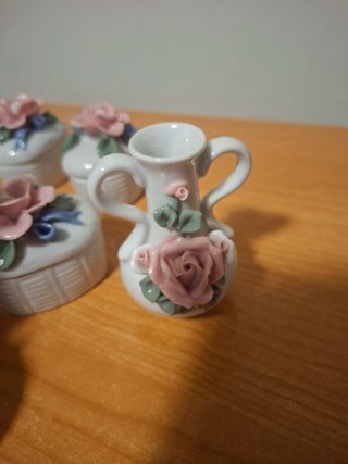Lote 12 Mini Joyeros Porcelana Flores