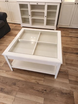 Mesa de centro Liatorp Ikea cristal y madera