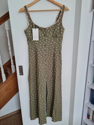 Vestido Zara lunares verde y rosa