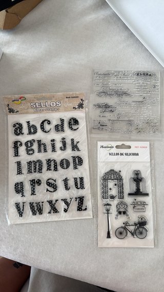 3 Sellos Acrílicos Scrapbooking Letras y Dibujos