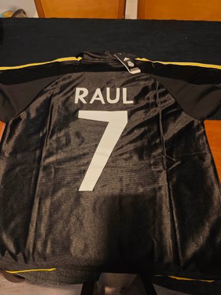 Camiseta Real Madrid 7 Raúl Negra Talla XXL