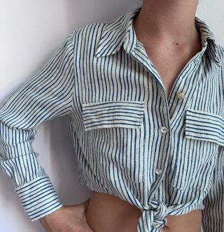 Blusa Zara Rayas Azul y Blanco