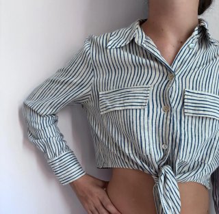 Blusa Zara Rayas Azul y Blanco