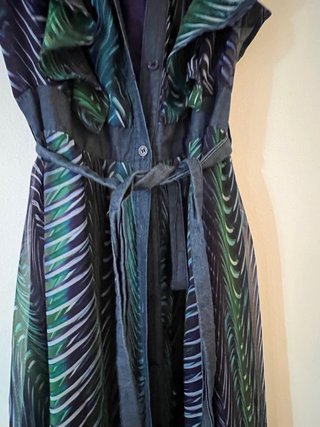 Vestido largo estampado azul y verde