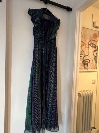 Vestido largo estampado azul y verde