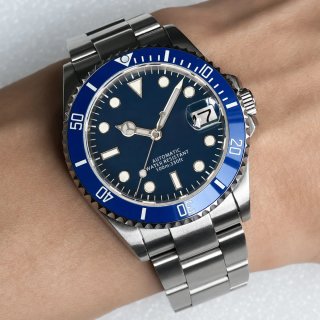 Reloj Automático Azul y Plateado