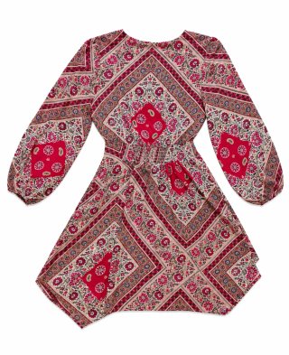 Vestido granate con estampado floral