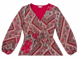 Vestido granate con estampado floral