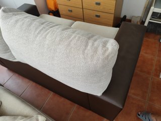 Sofá 2 plazas beige y marrón 170 cm
