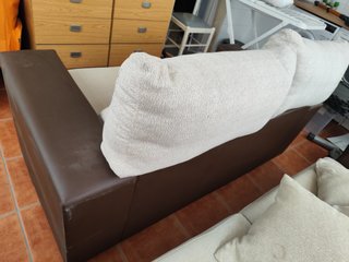 Sofá 2 plazas beige y marrón 170 cm