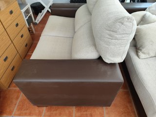 Sofá 2 plazas beige y marrón 170 cm