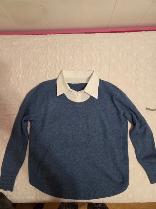 Jersey manga larga cuello blanco