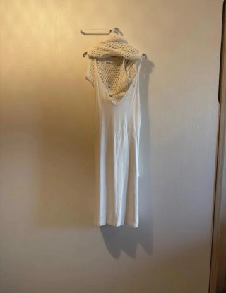 Vestido largo calado blanco con forro interior