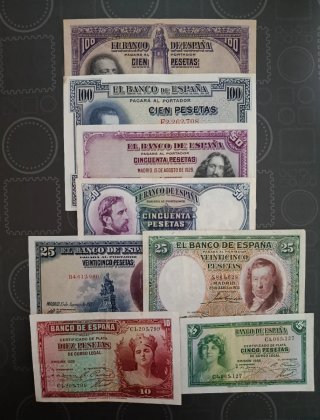 Lote d 8 Billetes Segunda República Española