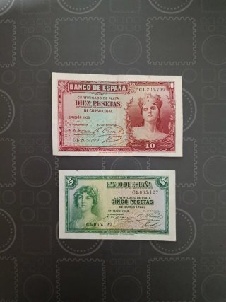 Lote d 8 Billetes Segunda República Española