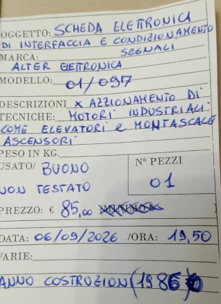 Scheda Elettronica Di Interfaccia ALTER