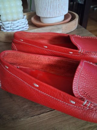 Mocasines Prada Rojos Piel