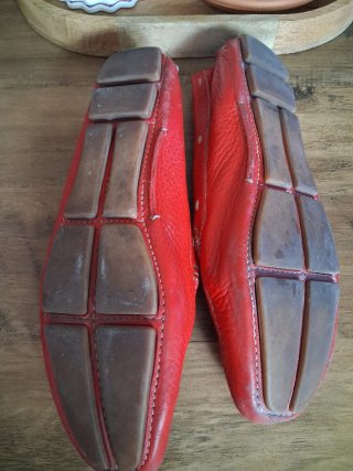 Mocasines Prada Rojos Piel