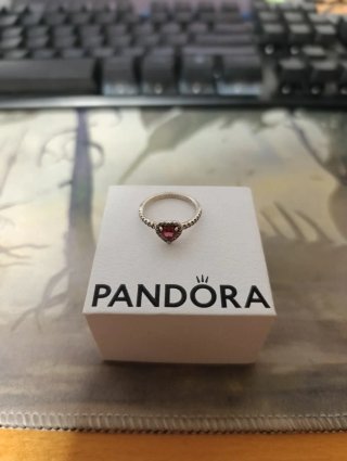 Anillo Pandora Corazón Rojo Plata