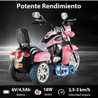 Moto Eléctrica Trike Niña Rosa