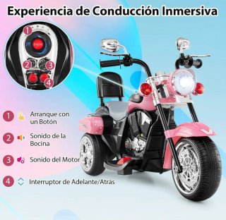 Moto Eléctrica Trike Niña Rosa