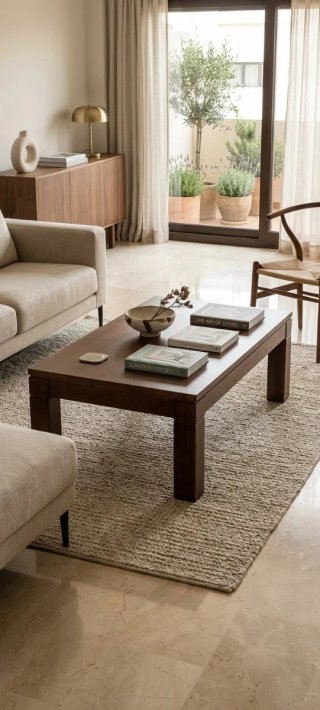 Mesa de salón elevable de madera