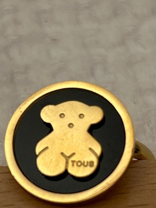 Anillo Tous Oso Negro Dorado Ajustable