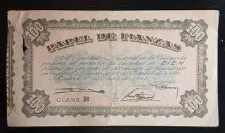 Papel de Fianzas Clase B (100 Pesetas) 1/1/1940