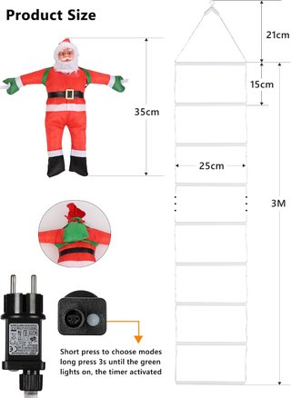 Luces de Navidad Escalera Papá Noel LED 3m 388led
