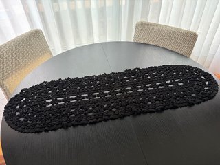 Tapete de ganchillo camino de mesa crochet negro